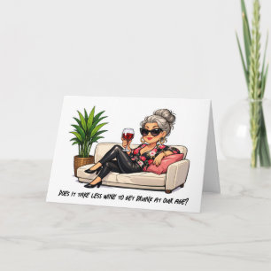 Birthday Humor Glamorous Old Lady With Wine Card