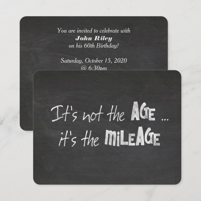 birthday humor quote on chalkboard invitation (Front/Back)