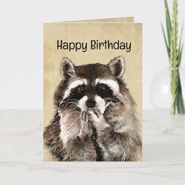 Birthday Humor Raccoon Animal Lover Card (Front)
