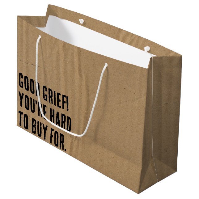 Birthday Humor Text On Cardboard Large Gift Bag (Front Angled)