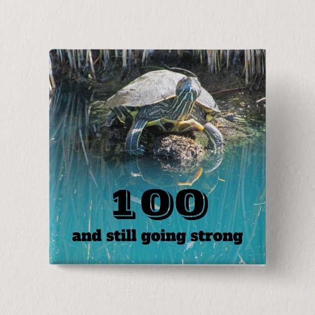 Birthday Humor Turtle Photo Milestone Birthday Button (Front)