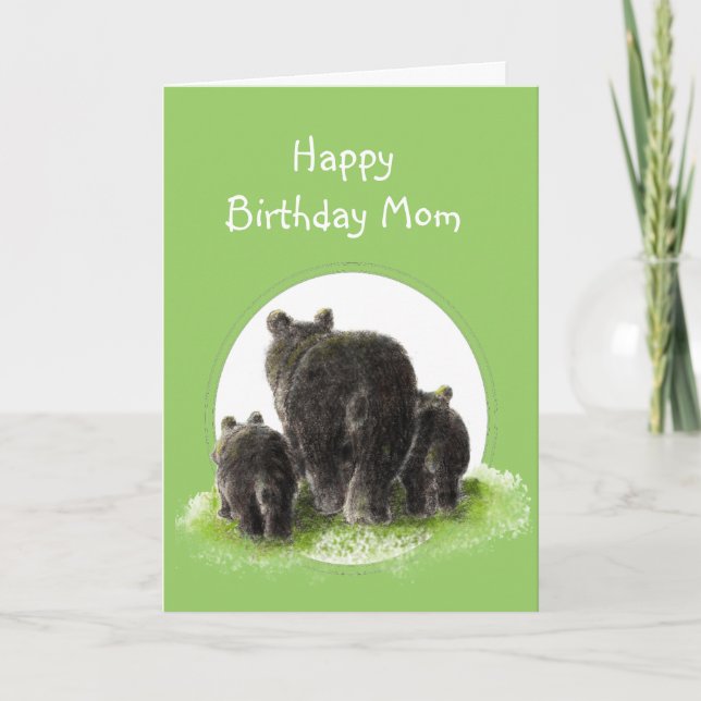Birthday Humor World's Best Mom Black Bear Family Card (Front)