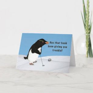 Birthday, Humorous Penguin Playing Golf Card