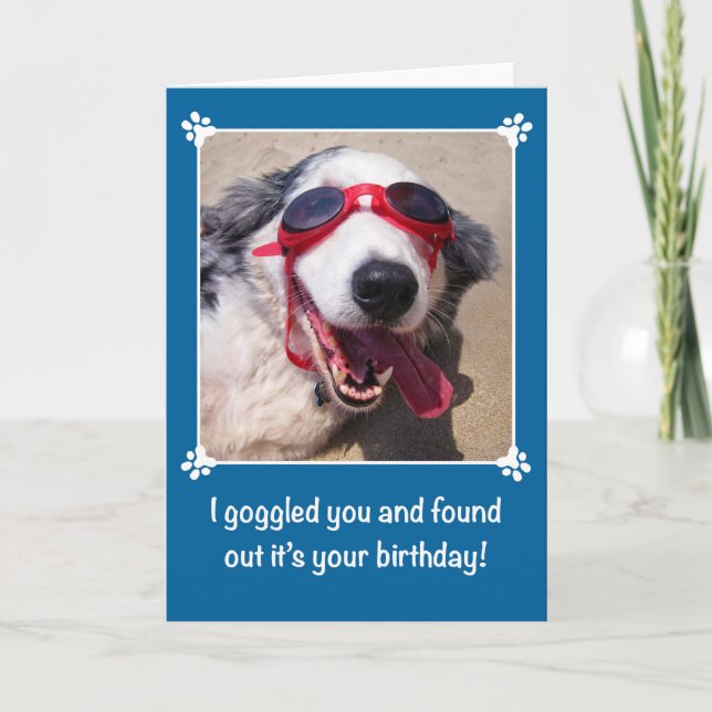 Birthday - I Goggled You - Australian Shepherd Dog Card (Front)