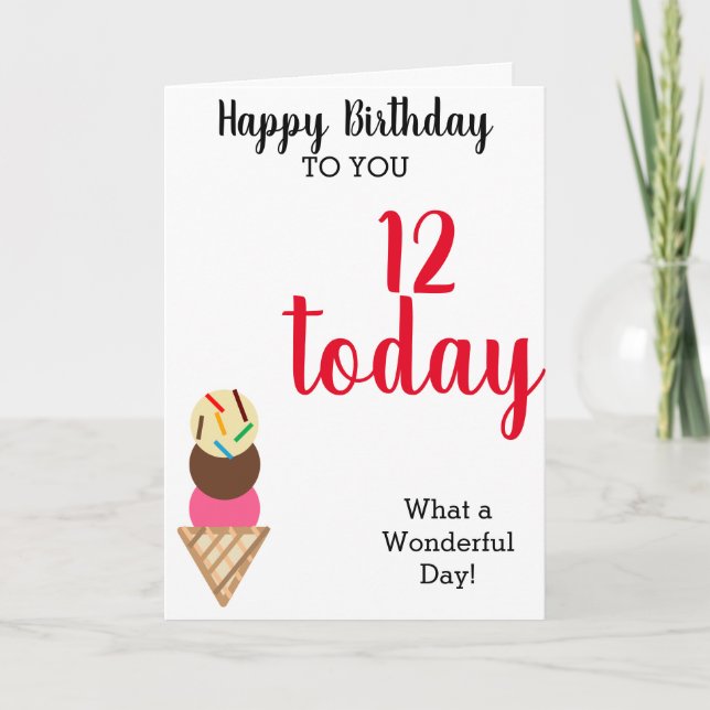 Birthday Ice Cream Balloons Any Age Card (Front)