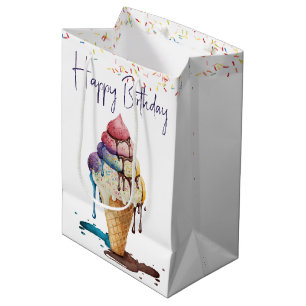 Birthday Ice Cream Cone Medium Gift Bag