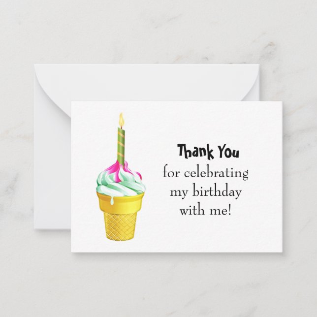 Birthday Ice Cream Thank You Cards (Front)