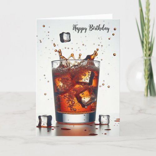 Birthday Ice Cube Splash In Whiskey Card