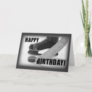 Birthday Ice Hockey, Stick and Puck Card