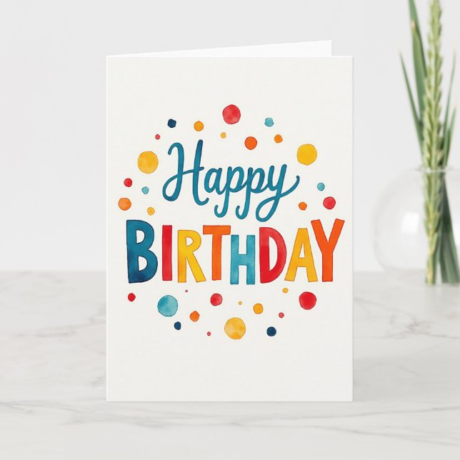 Birthday Illustration Dots Card (Front)