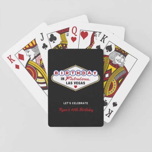 Birthday in Fabulous Las Vegas Black Poker Cards