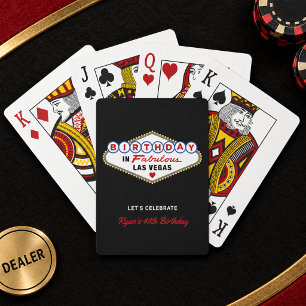 Birthday in Fabulous Las Vegas Black Poker Cards