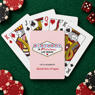 Birthday in Fabulous Las Vegas Blush Pink Poker Cards