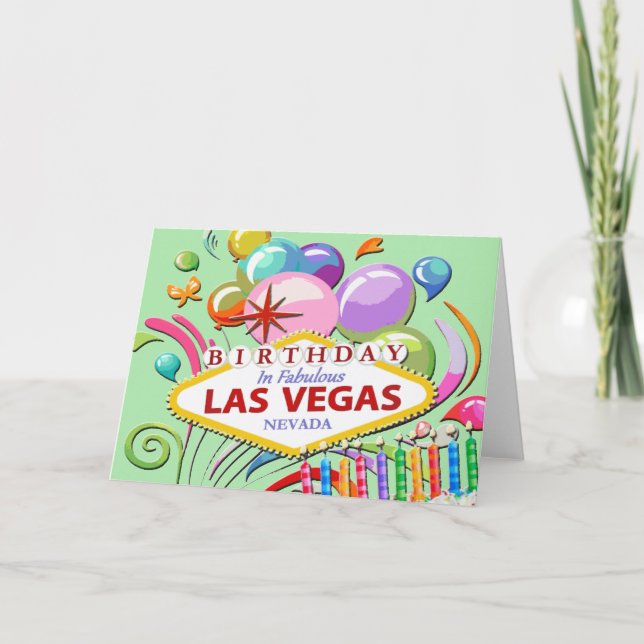 BIRTHDAY IN FABULOUS LAS VEGAS CARD (Front)