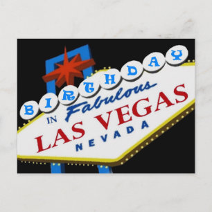 BIRTHDAY IN Fabulous Las Vegas Postcard BLUE