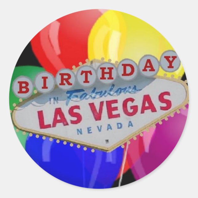 Birthday IN Fabulous Las Vegas Sticker - Balloons (Front)