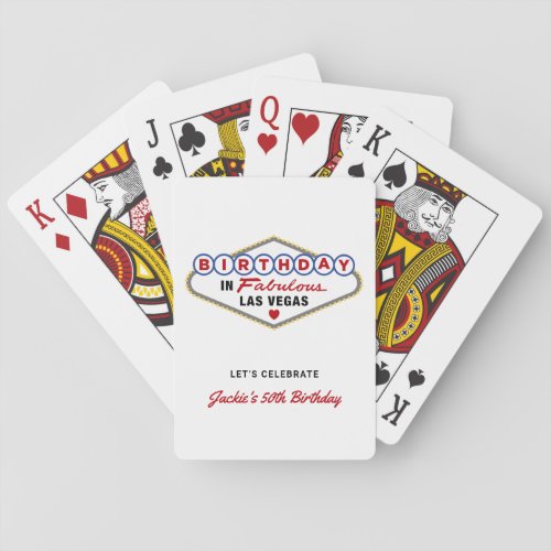 Birthday in Fabulous Las Vegas White Poker Cards