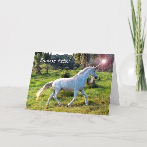 Birthday in French Canadian Magical Unicorn Card