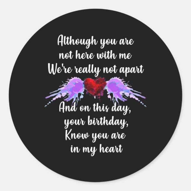 Birthday in Heaven Overdose Awareness Angelversary Classic Round Sticker (Front)