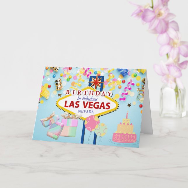 Birthday in Las Vegas Card (Orchid)