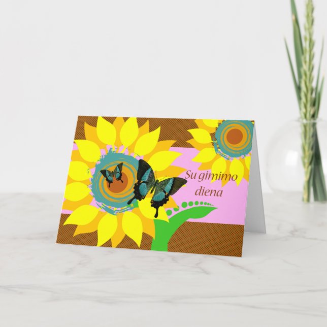 Birthday in Lithuanian, Su gimimo diena, Butterfly Card (Front)