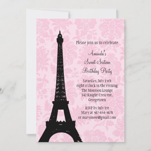 Birthday in Paris Sweet Sixteen Invitation