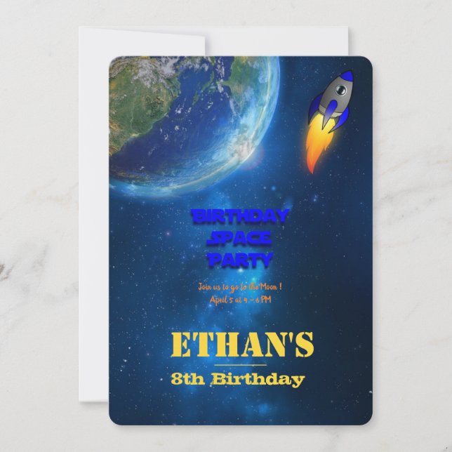 Birthday in space invitation (Front)