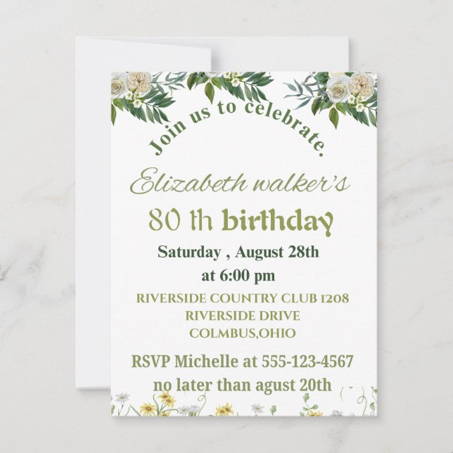 Birthday incantation note card (Front)