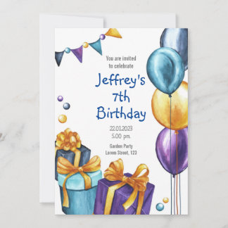 Birthday invation with ballons and gift invitation