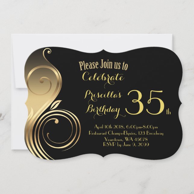 Birthday Invitation,any age,Gatsby style, black Invitation (Front)