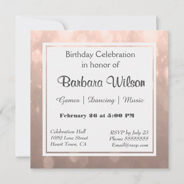 Birthday Invitation | Blush Bokeh (Front)