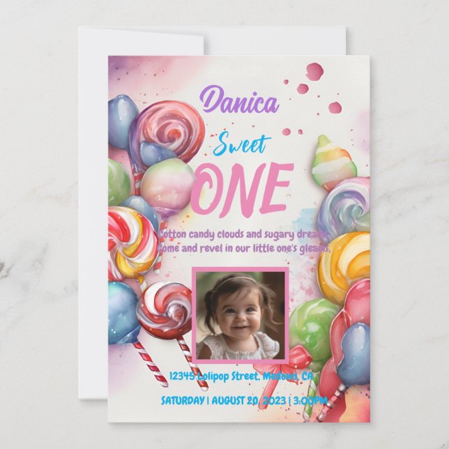 Birthday Invitation Candy Land Sweet Theme (Front)