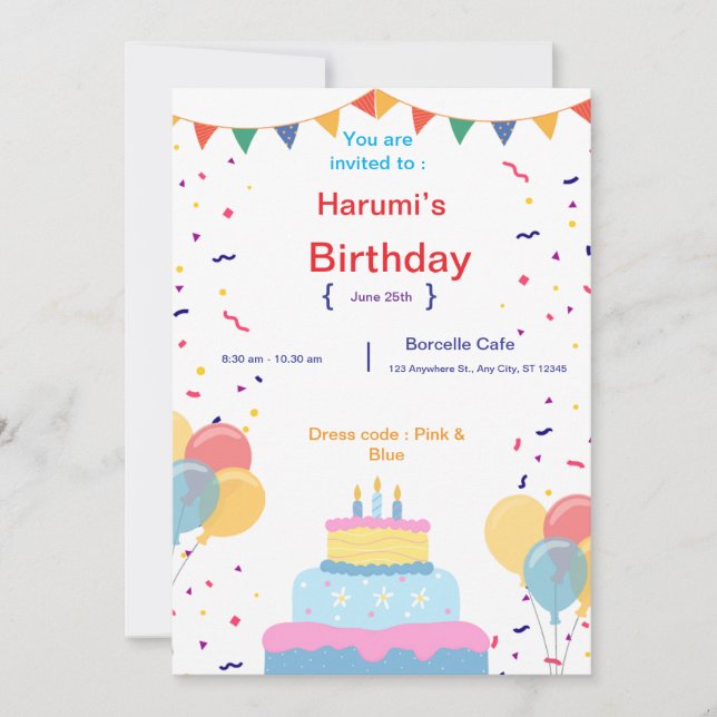 Birthday invitation Card (Front)