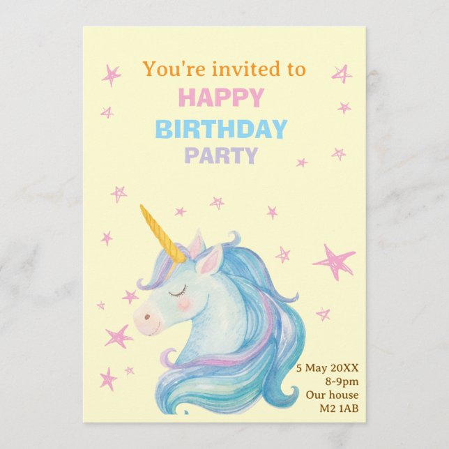 Birthday invitation card  (Front)