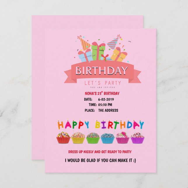 Birthday invitation card (Front/Back)