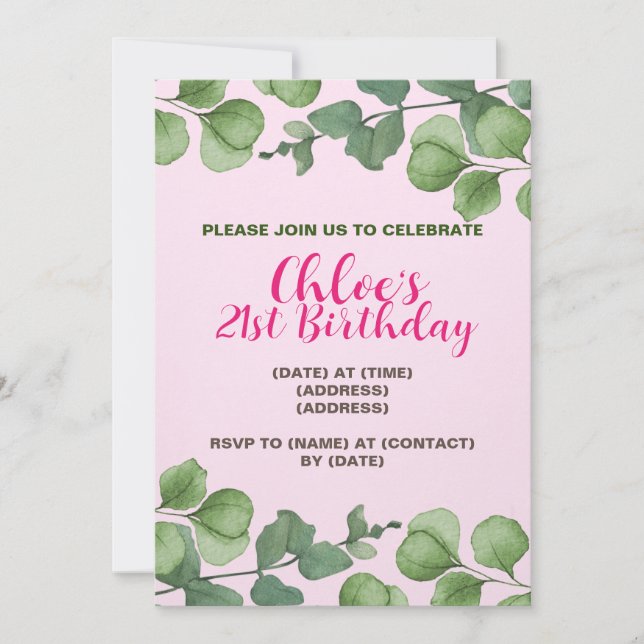 Birthday Invitation Card, Editable Template (Front)
