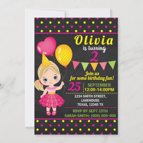 Birthday Invitation Card for Little Girl