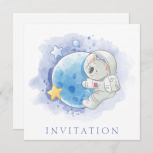 BIRTHDAY INVITATION CARD : KOALA ON THE MOON