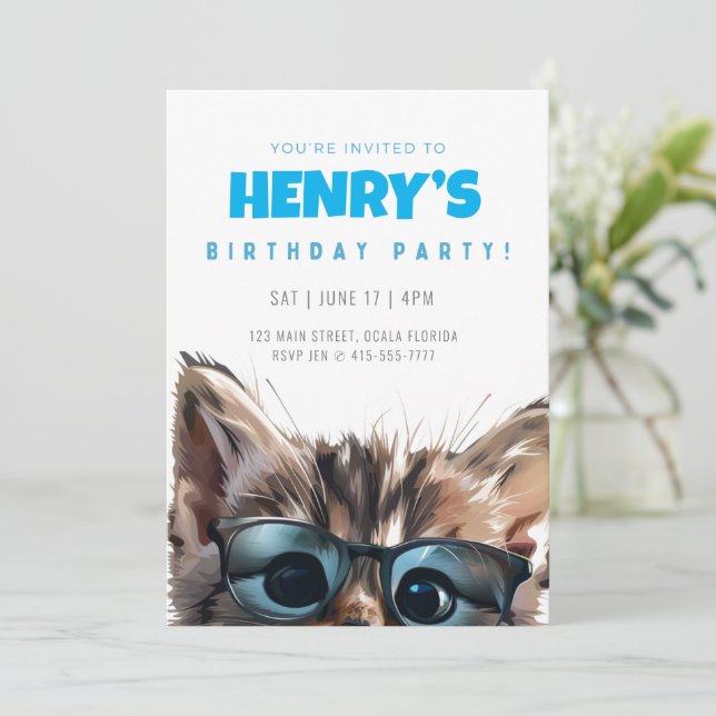 Birthday Invitation Cat  (Standing Front)