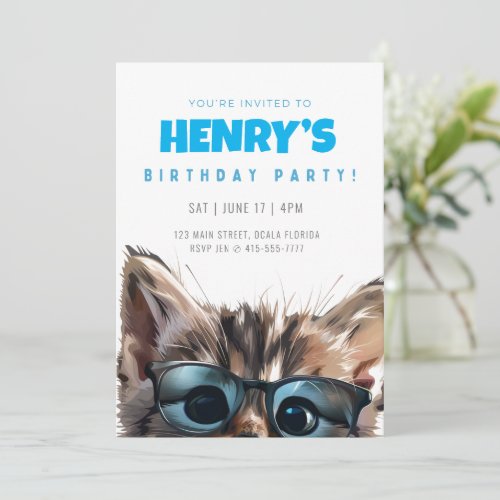 Birthday Invitation Cat 