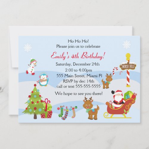 Birthday Invitation Christmas Kids Party