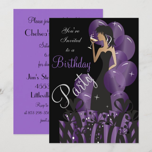 Birthday Invitation, Classy Girl's Party Invitation (Front/Back)