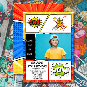 Birthday Invitation Comic Book Style Pop Art