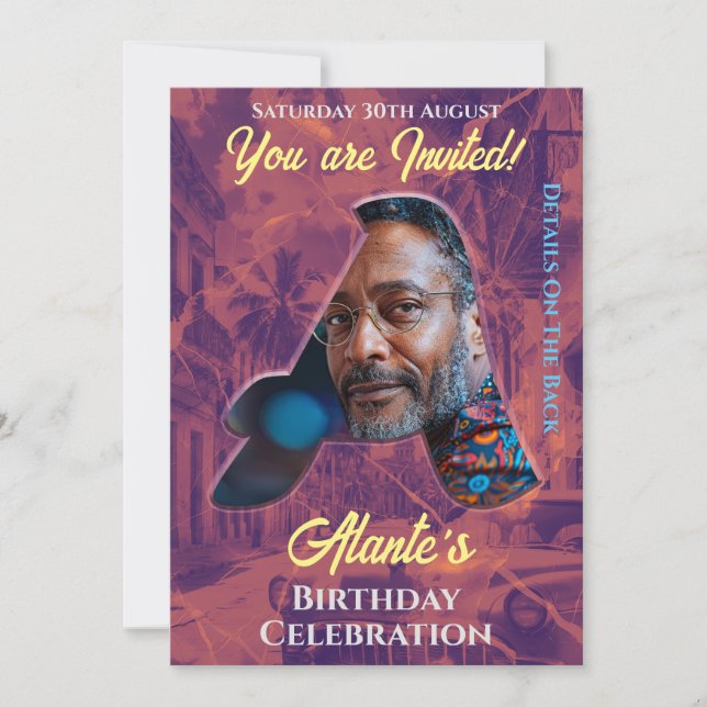 Birthday Invitation Customizable Intital Design (Front)