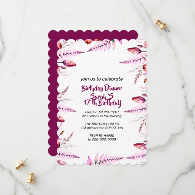 Birthday Invitation Digital Product Template for  (Front/Back In Situ)