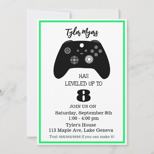 Birthday Invitation for Gamer (Front)