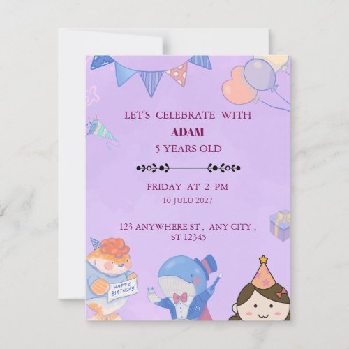 Birthday Invitation Fun Colorful Celebration Party