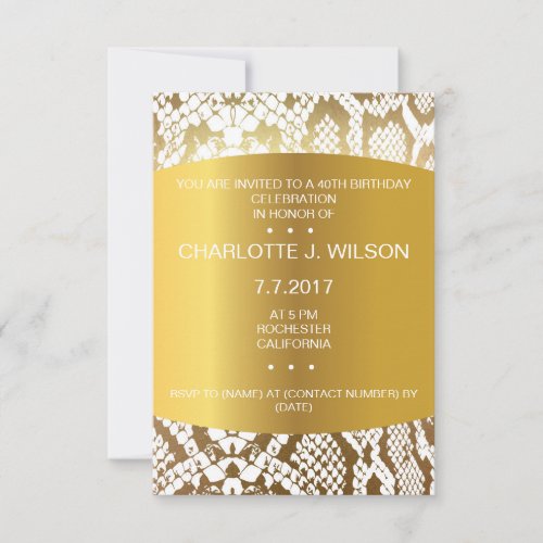 Birthday Invitation Golden Python Skin Vip