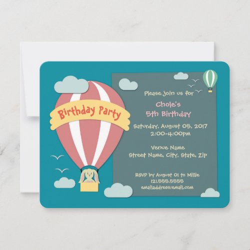 Birthday Invitation Hot Air Balloon Papercut