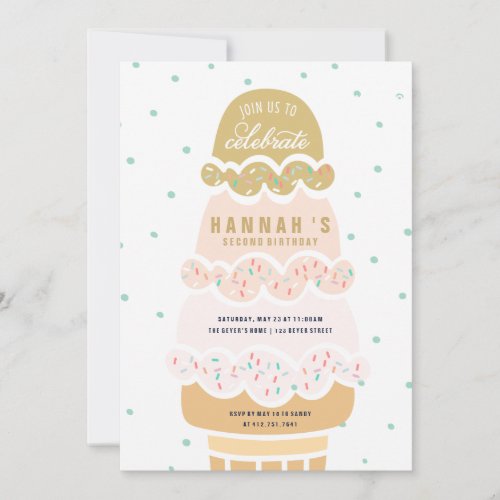 BIRTHDAY INVITATION _ ICE CREAM CONE SCOOPS